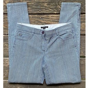 Theory Pin Stripe Blue White Skinny Jeans Sz 8